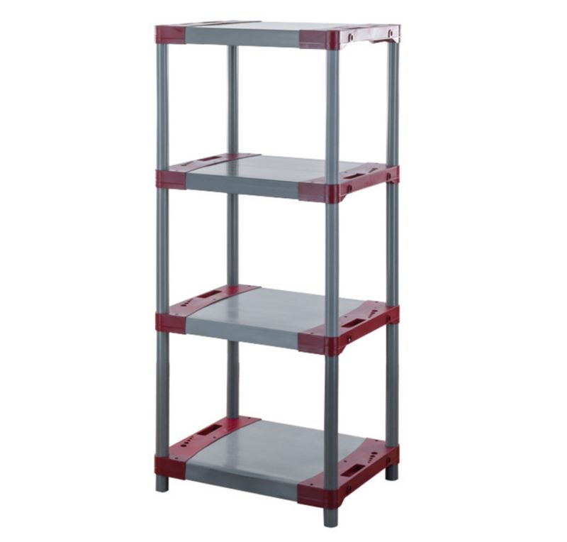 Regał plastikowy MODO24 czerwony garażowy 138x50x46 cm 97% recykling 1 szt.