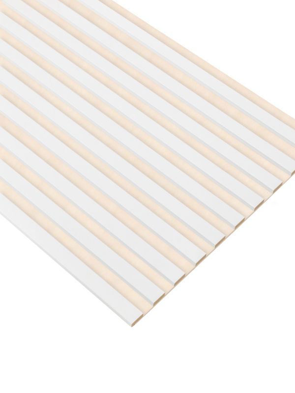 Lamele Ścienne na Beżowym Filcu SunWood 275x58cm Panele Dekoracyjne Białe 1 szt.