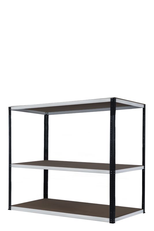 Regał magazynowy garażowy metalowy MODO24 grafitowo-biały helios 106x180x30cm 3 półki po 275 kg 1 szt.