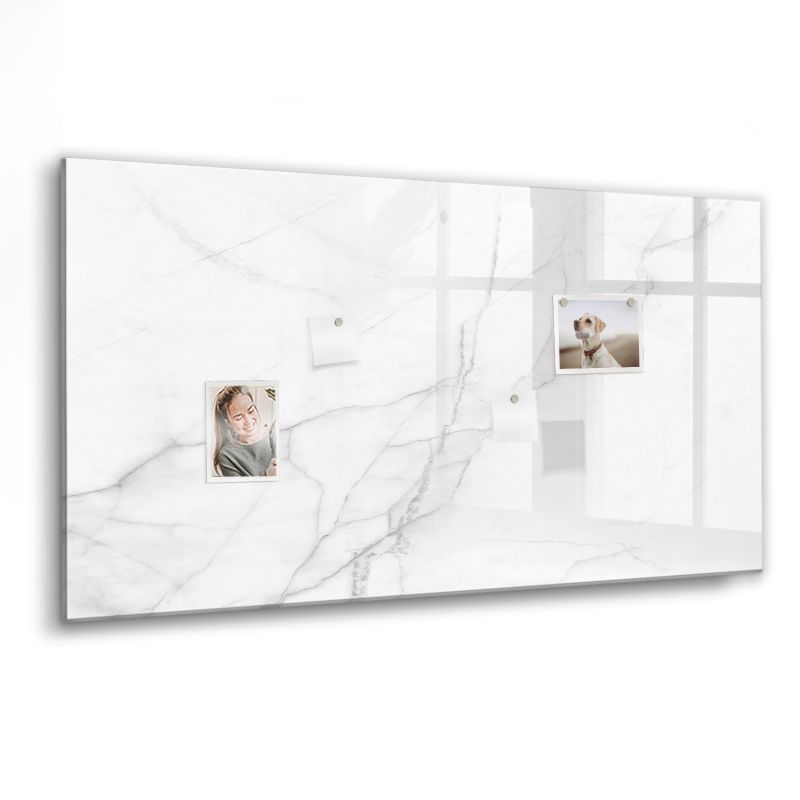 Szklana tablica magnetyczna z czarnym markerem Wallfluent 120x60 cm Dekoracyjny marmur 1 szt.