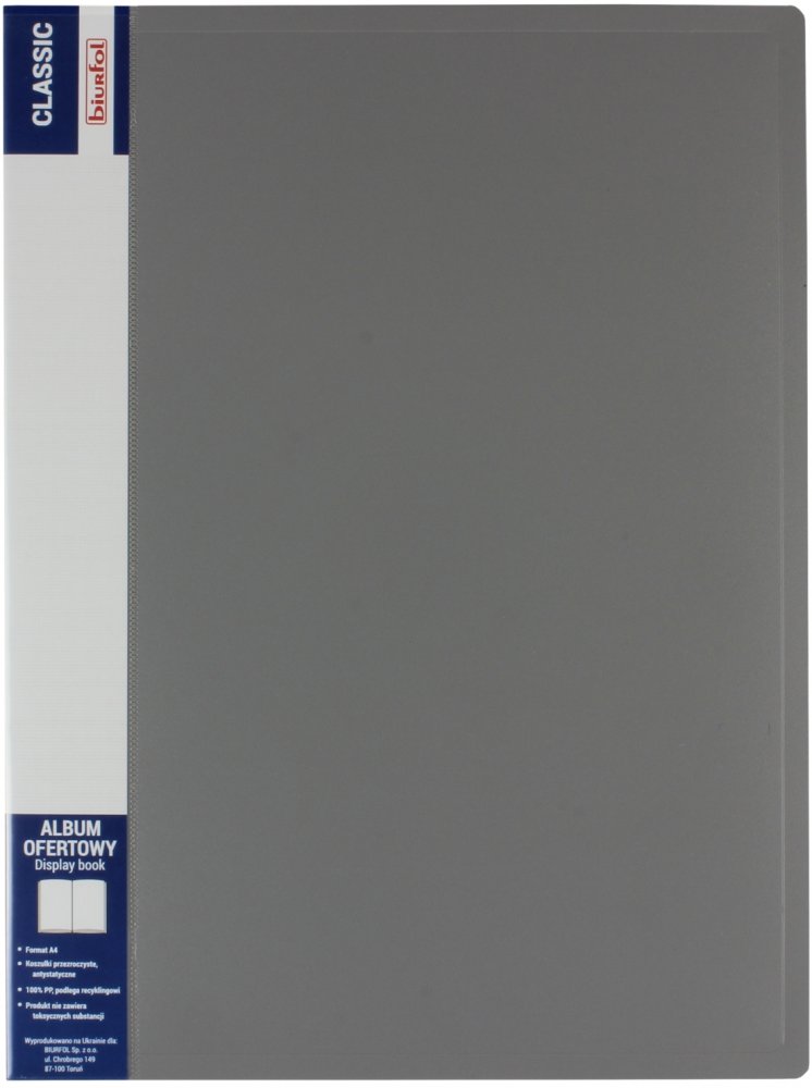 Album ofertowy Biurfol Classic, A4, 10 koszulek, szary