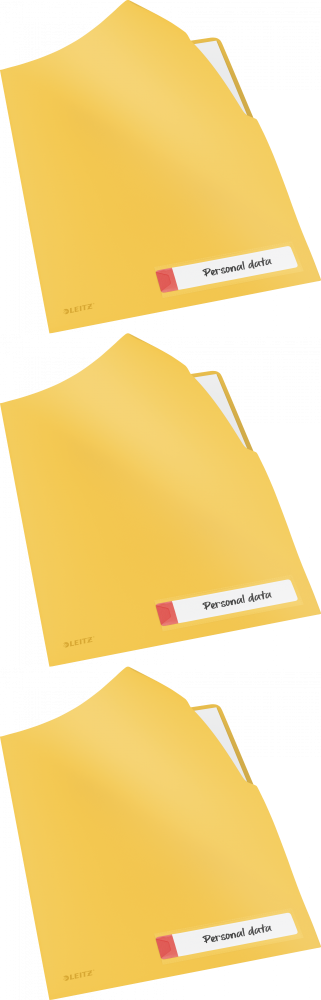 3x Folder z kieszonką na etykietę Leitz Cosy, A4, do 40 kartek, żółty