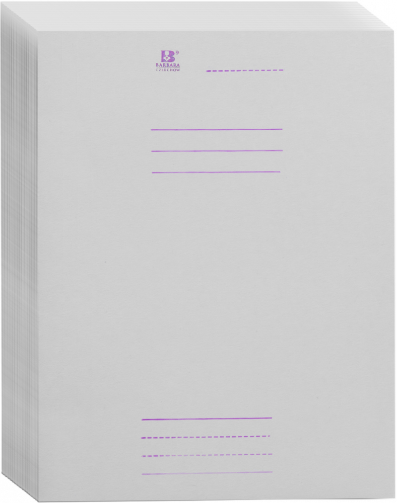 50x skoroszyt kartonowy z listwą Barbara, bez oczek, A4, do 150 kartek, 350 g/m2, biały