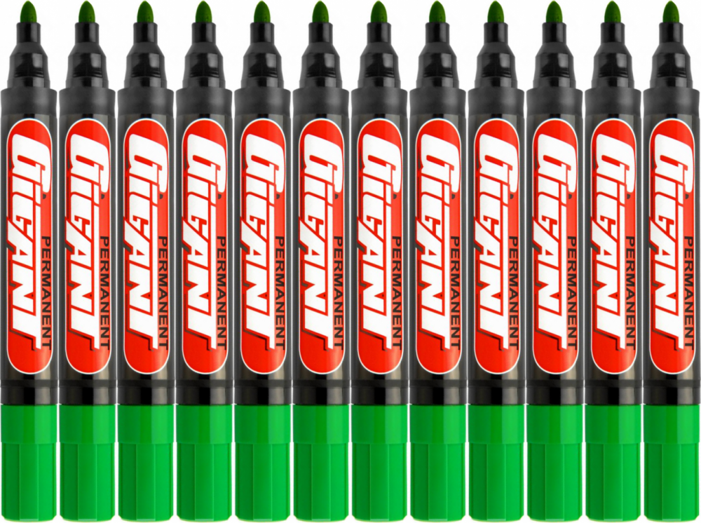 12x Marker permanentny Kamet, Gigant, okrągła, 5.2mm zielony