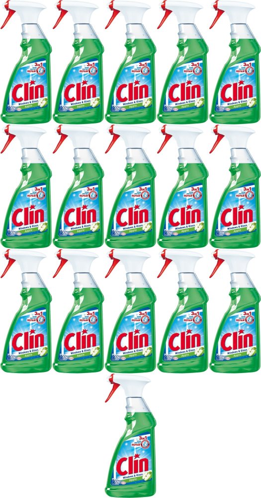 16x Płyn do mycia szyb Clin, z rozpylaczem, jabłkowy, 500ml
