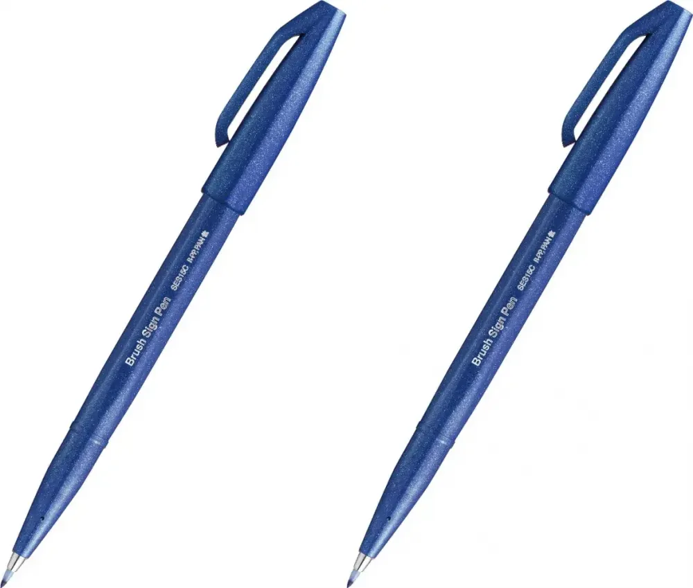 2x Pisak pędzelkowy do kaligrafii Pentel Brush Sign Pen SES15C, 2.07mm, niebieski