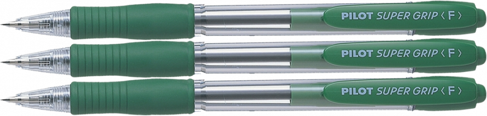 3x Długopis automatyczny Pilot, Super Grip, 0.7mm, zielony