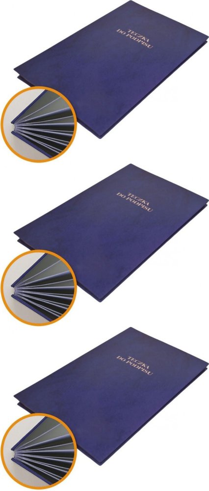 3x Teczka do podpisu Barbara, A4, 8 kart, granatowy
