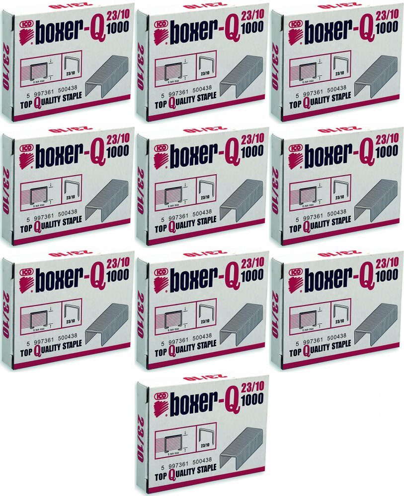 10x Zszywki Ico Boxer, 23/10, 1000 sztuk, srebrny