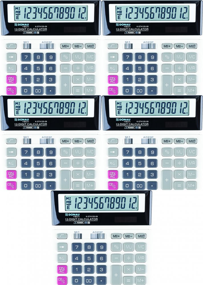 5x Kalkulator biurowy Donau Tech, 12-cyfr, biały