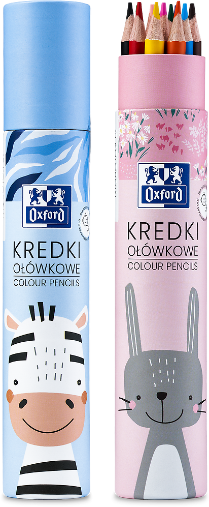 2x Kredki ołówkowe Oxford Kids, w tubie, 12 sztuk, mix kolorów
