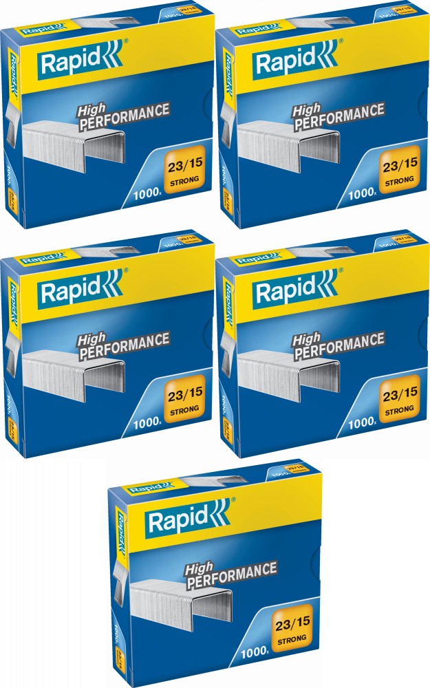 5x Zszywki Rapid Strong 23/15 1M, 1000 sztuk, srebrny