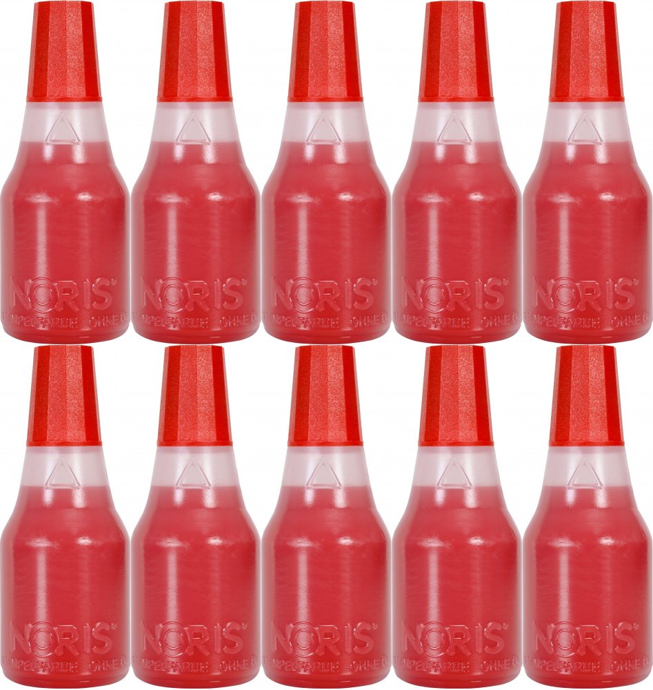 10x Tusz do pieczątek Noris, 110S, 25 ml, bezolejowy, czerwony