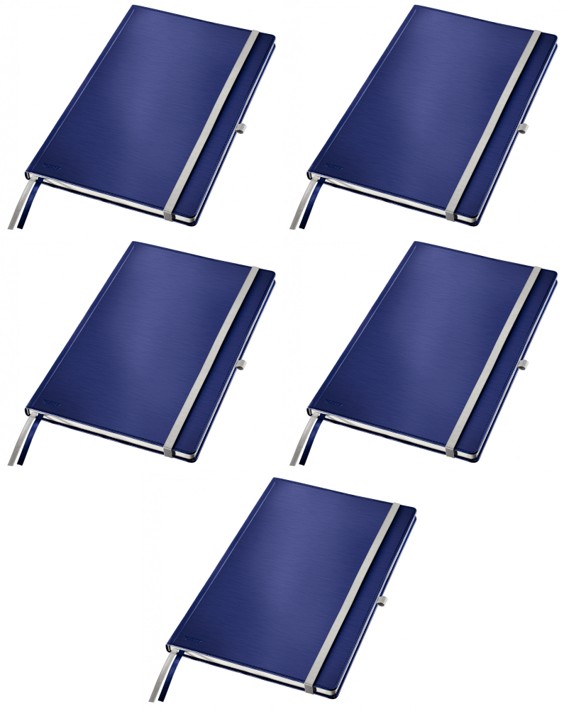 5x Notatnik w kratkę Leitz Style, A4, twarda oprawa, 80 kartek, tytanowy błękit