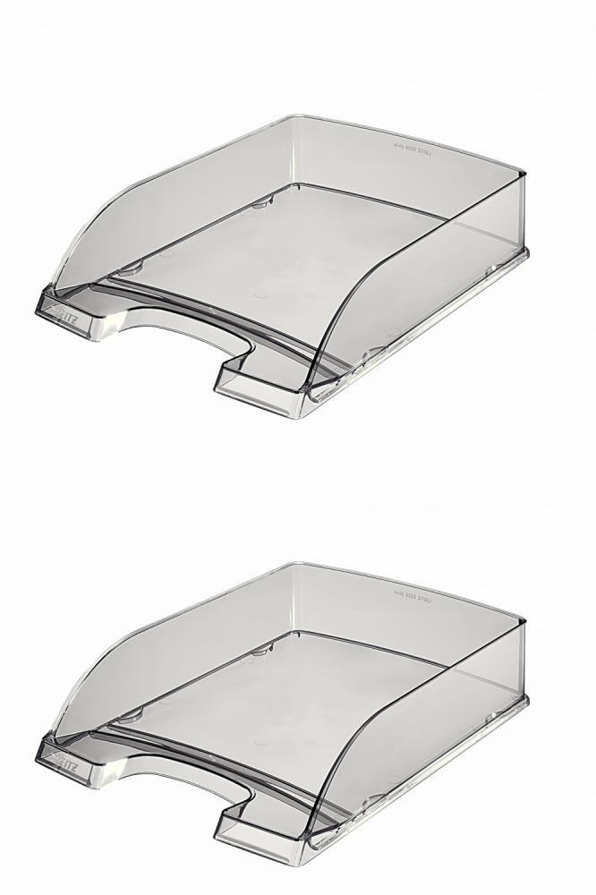 2x Półka na dokumenty Leitz Plus, A4, plastikowa, przezroczysty grafitowy