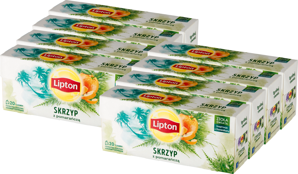 8x Herbata ziołowa w torebkach Lipton, skrzyp z pomarańczą, 20 sztuk x 1g