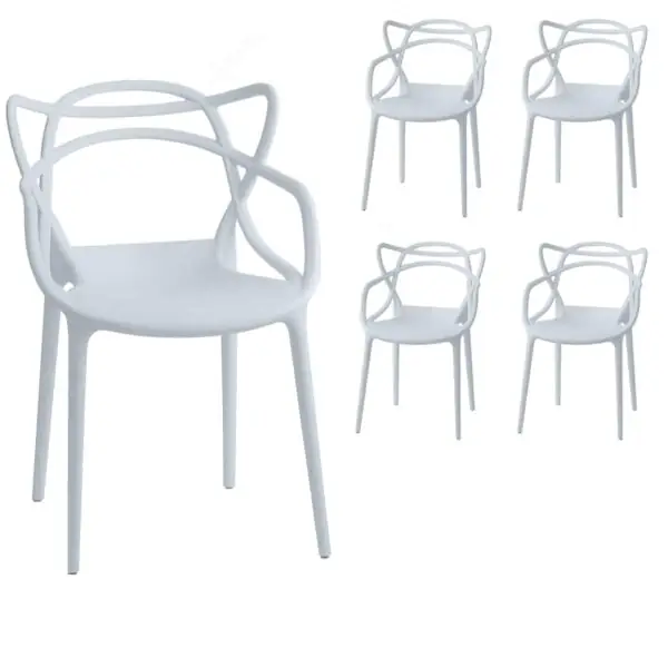 Krzesło nowoczesne Split - białe zestaw x4