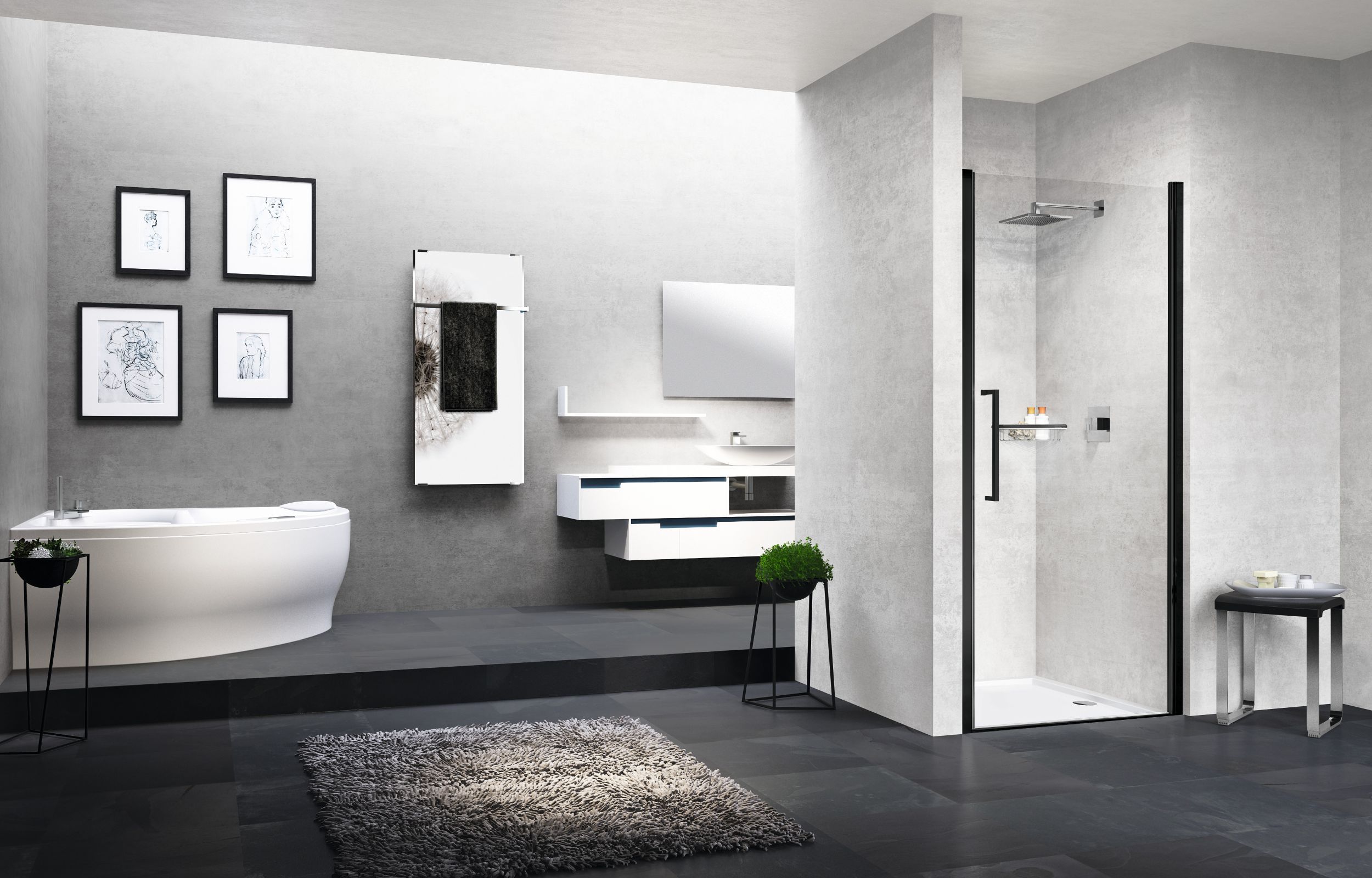 Novellini Young 1B drzwi prysznicowe 72 cm czarny/szkło przezroczyste Y21B72-1H