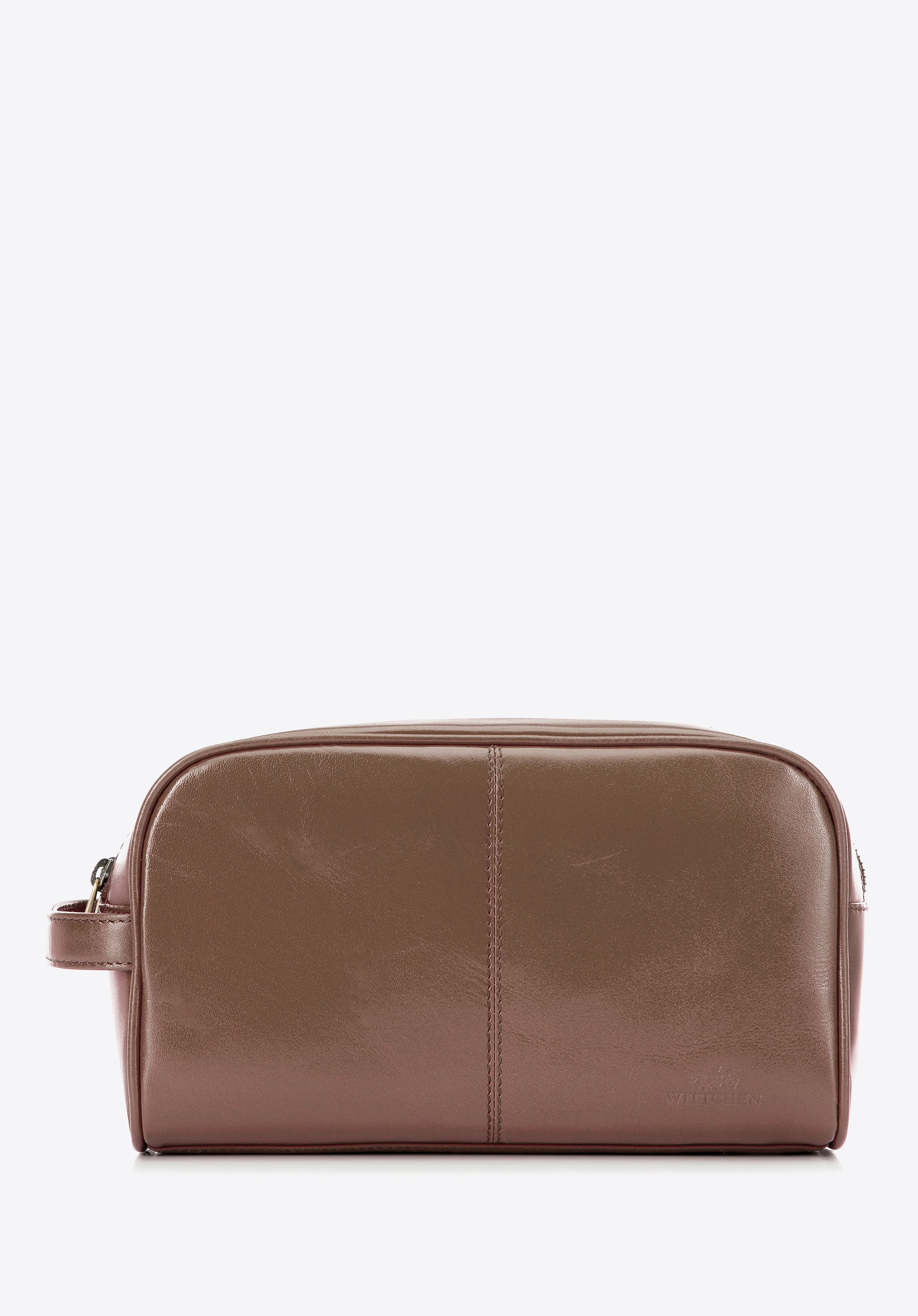 Dodatkowy rabat 25% - Kosmetyczka dwurzędowa ze skóry taupe