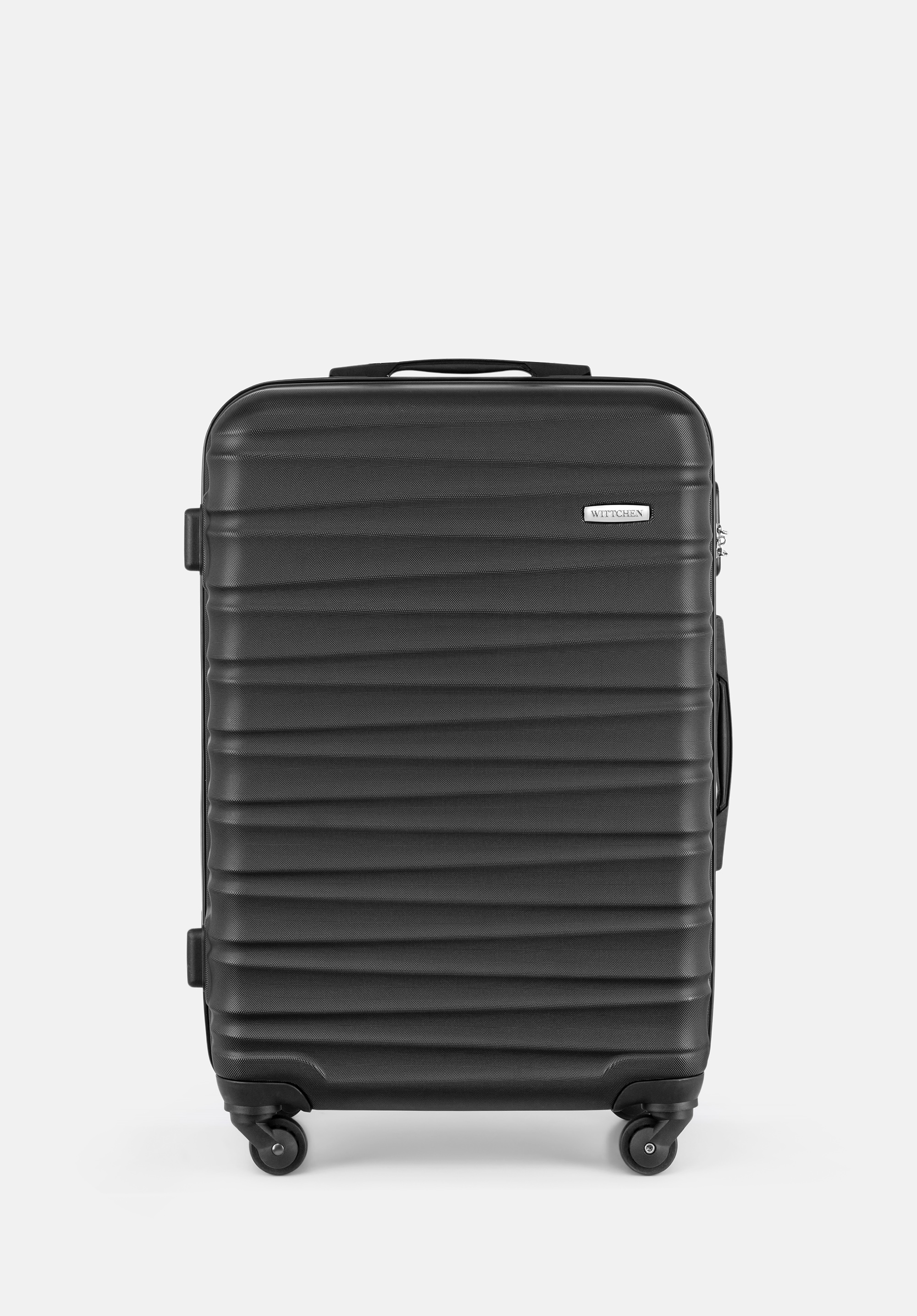 Dodatkowy rabat 25% - Średnia walizka z ABS-u z żebrowaniem czarna