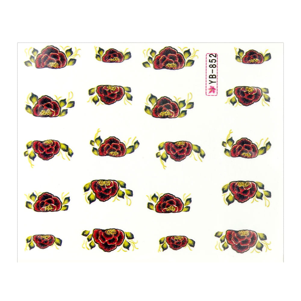 Naklejki wodne do paznokci kwiaty YB-852
