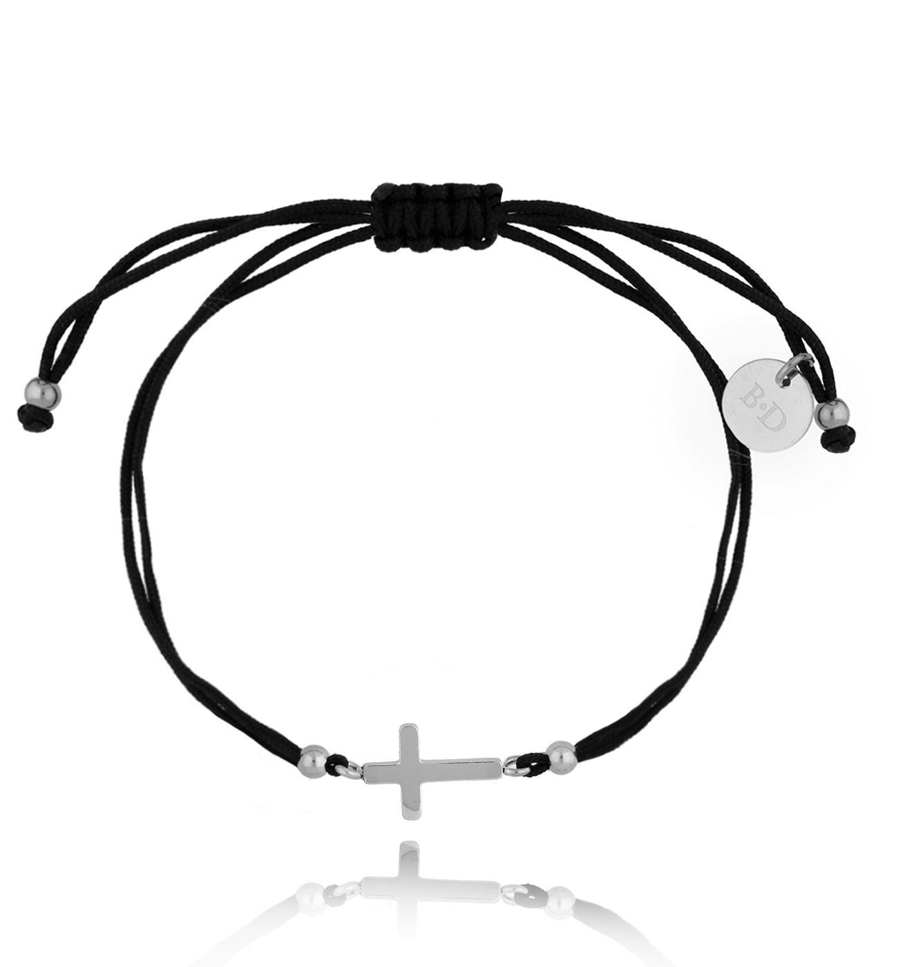Bransoletka czarno-srebrna z krzyżykiem Meaning BGL0567 - By Dziubeka