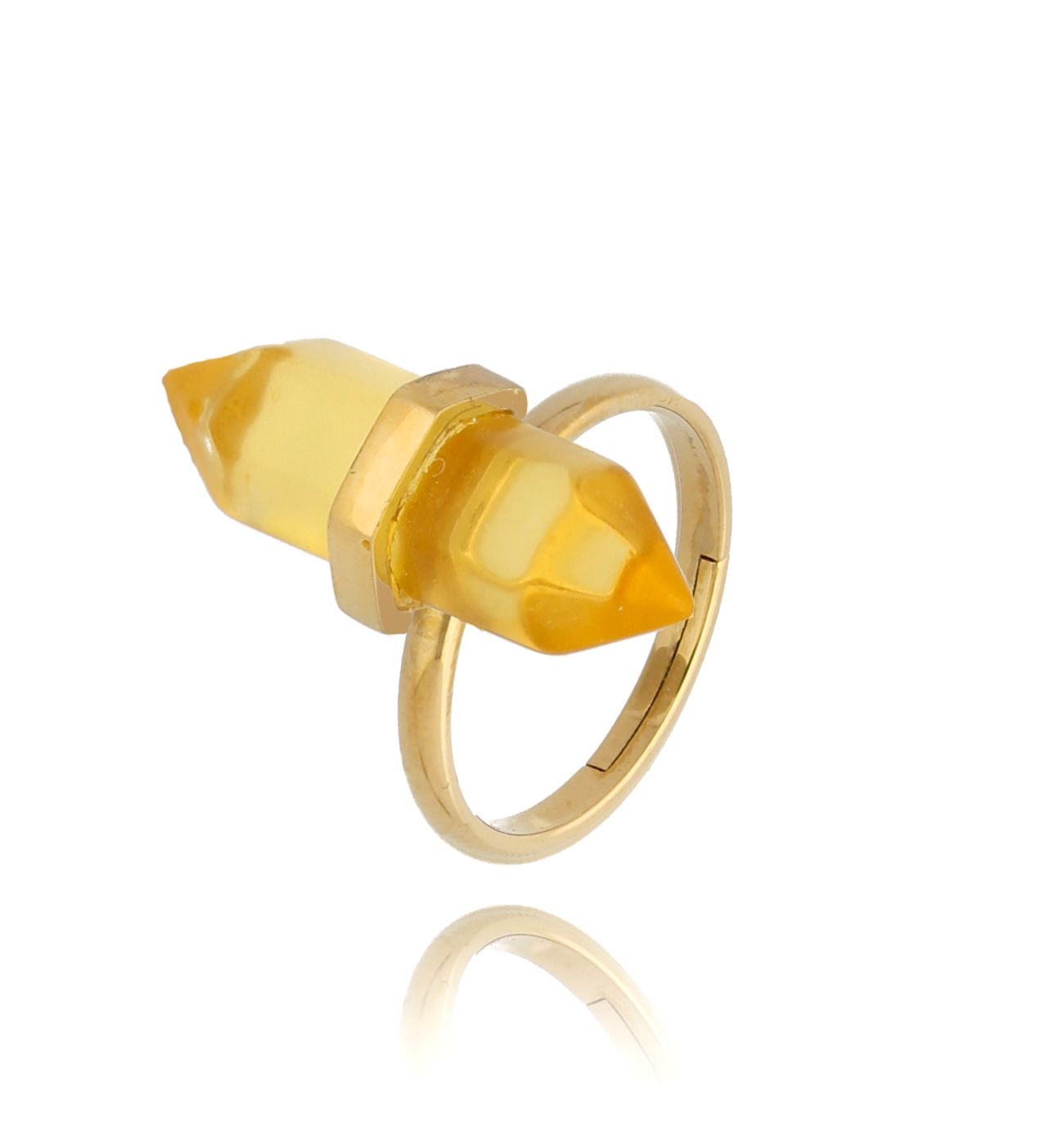 Pierścionek z cytrynem syntetycznym Summer Breeze PLB0023 - By Dziubeka