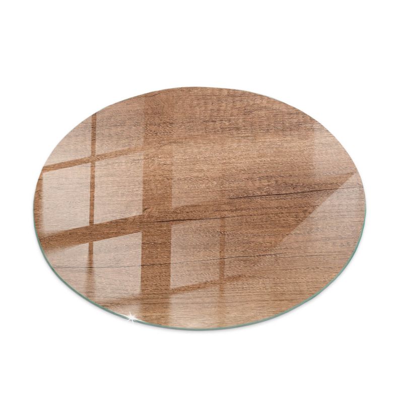 Blat szklany Tulup fi90 cm Naturalny wzór drewna 1 szt.