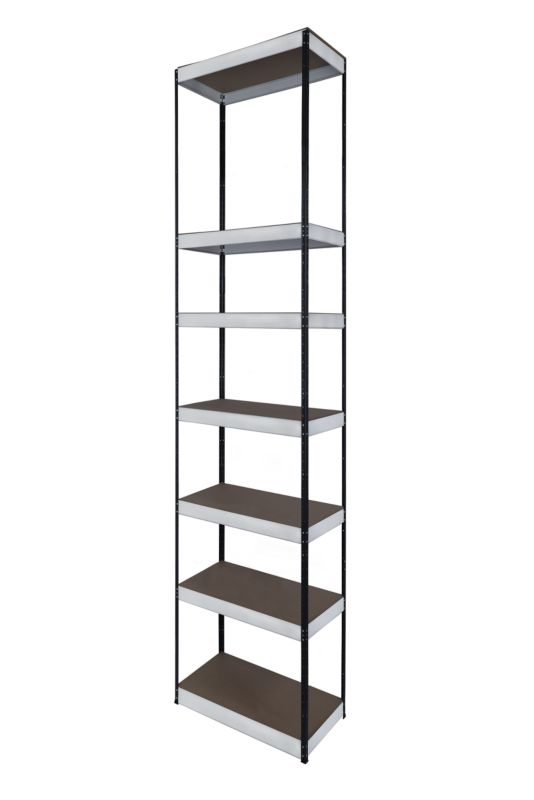 Regał metalowy MODO24 magazynowy czarno-biały helios 270x30x30cm 7 półek po 175 kg 1 szt.