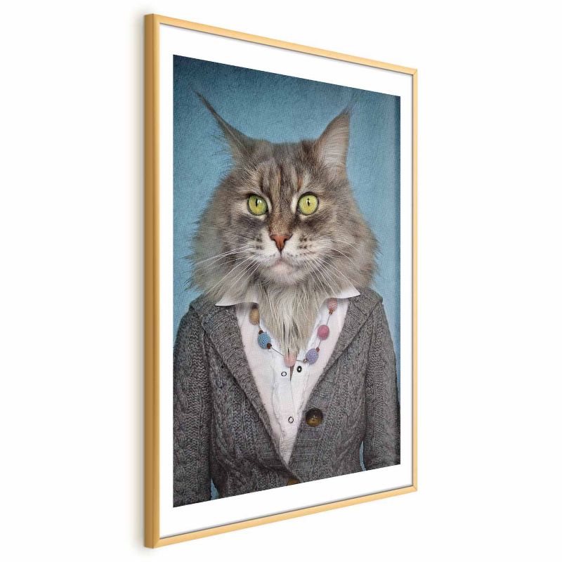 Plakat Artgeist Pani kot 40x60 cm z ramą złotą 1 szt