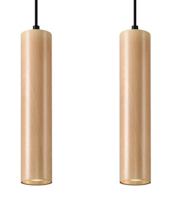 Lampa sufitowa wisząca Sollux Lighting Lino 6361 czarna-naturalne drewno szerokość 34 cm 2xGU10 x 40W 1 szt.