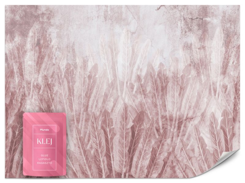 Fototapeta Muralo Liście Bananowca na Różowej Ścianie Beton 450x315 cm 1szt.