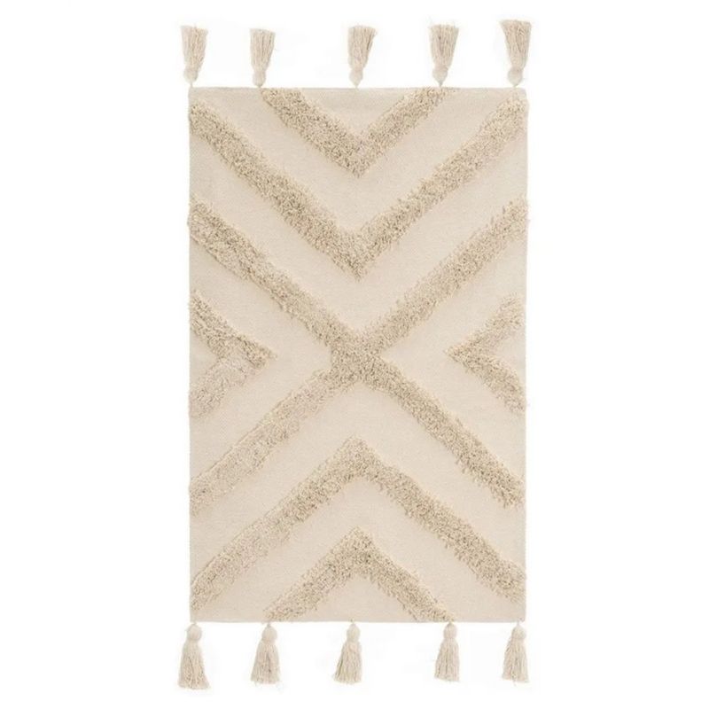 Dywanik bawełniany z frędzlami HowHomely beżowy bawełniany 80x50 cm 1 szt.