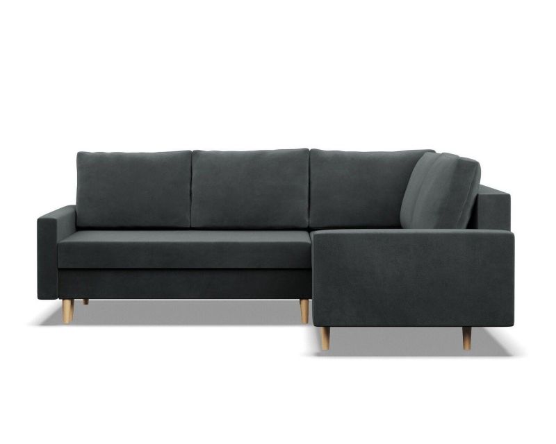 Duży narożnik TYLETEGOTU do salonu prawy MILO velvet ciemny szary 1 szt