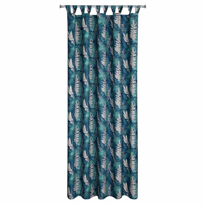 Zasłona ogrodowa Eurofirany 155x240 liście turkus wodoodporna 1 szt.