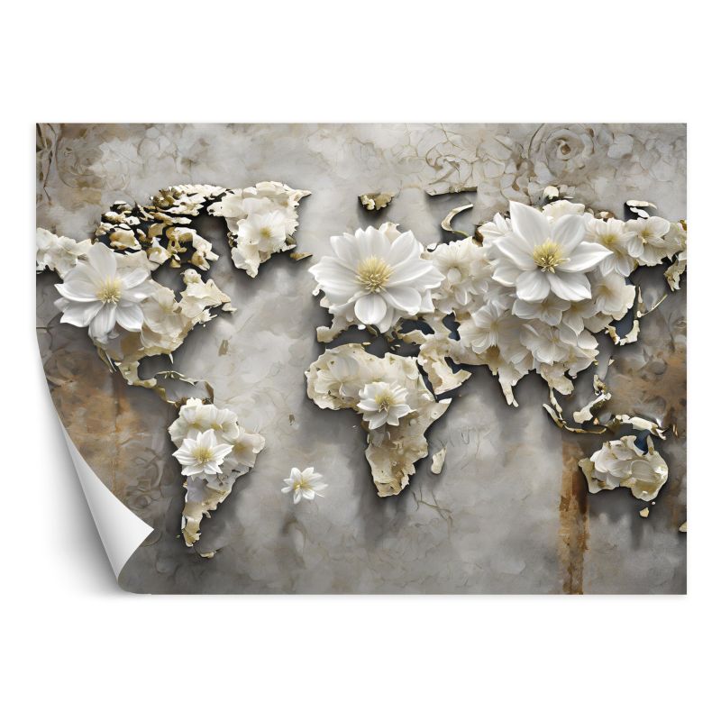 Fototapeta Feeby Kwiaty Mapa świata 150x105 1 szt