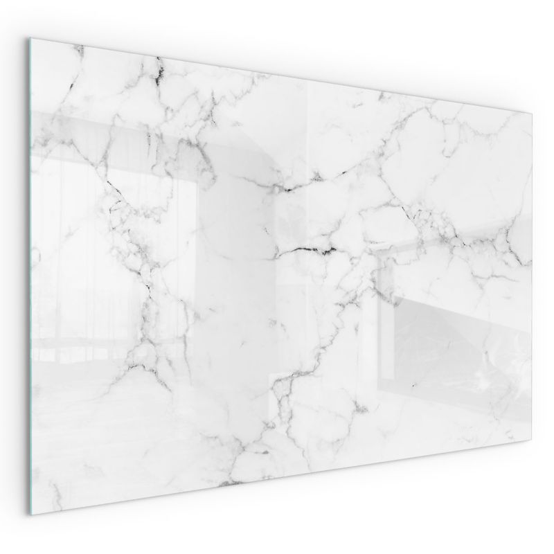 Szklana Podkładka Pod Kominek Prostokąt Wallfluent 100x70 cm Marmur z żyłami 1 szt.