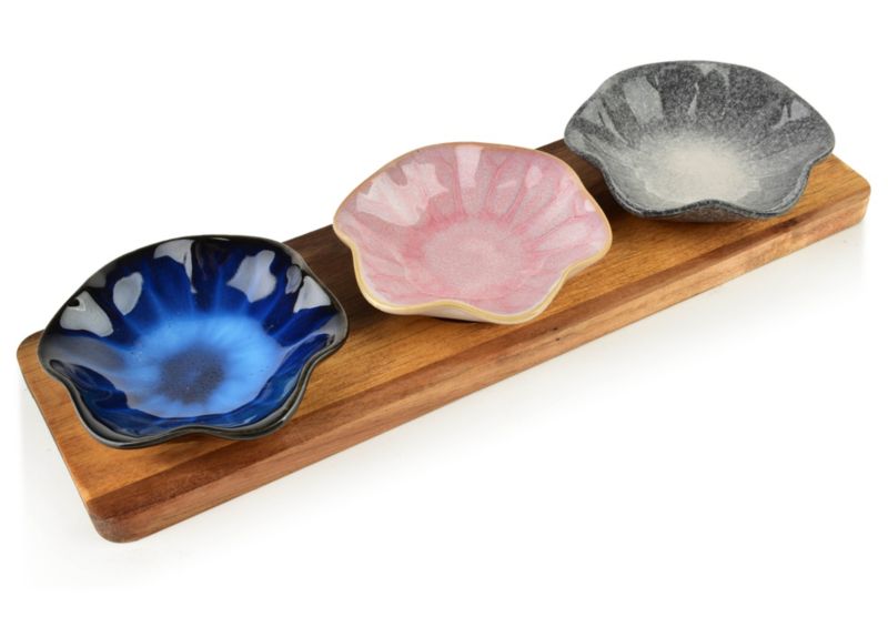 Deska z miskami porcelana MODERN KITCHEN 32,5x10x1,2cm multikolor kpl