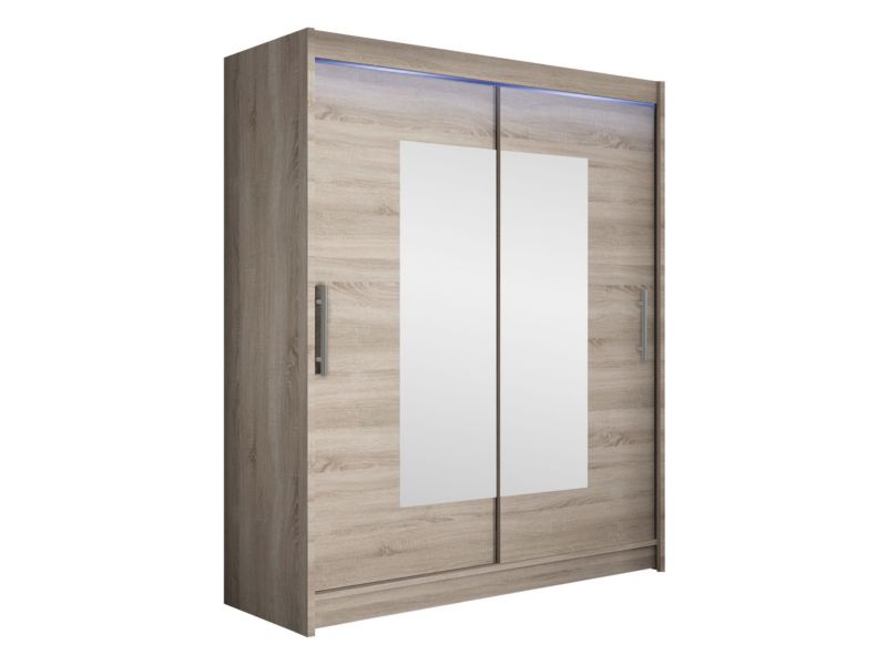 Szafa MIRJAN 24 z drzwiami przesuwnymi Presto III z oświetleniem RGB trufel/lustro 1 szt.