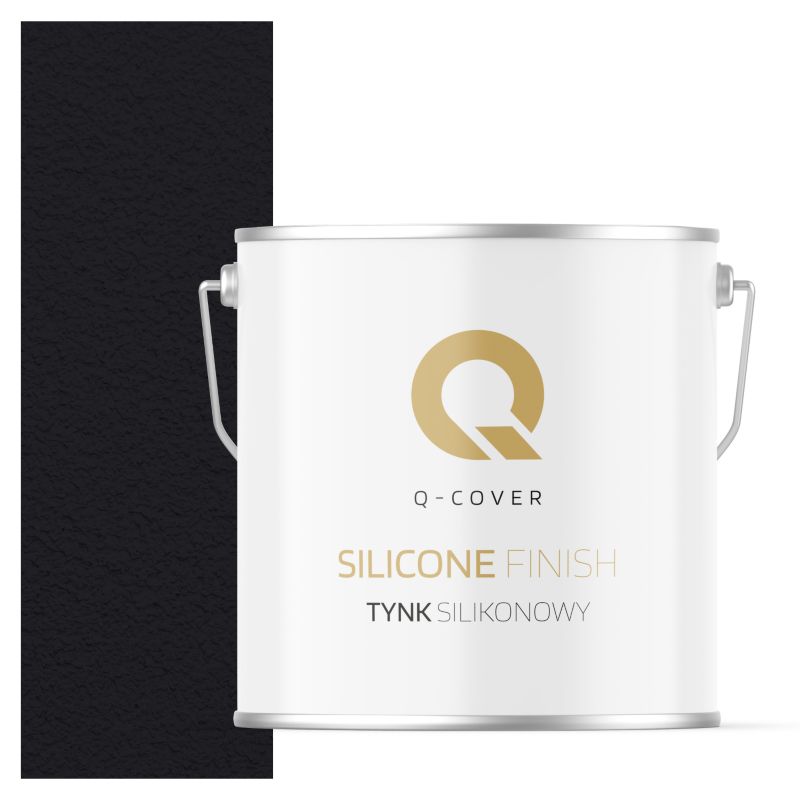 Tynk Silikonowy Elewacyjny Baranek 2.0mm Q-Cover Czarny głęboki RAL9005 7KG