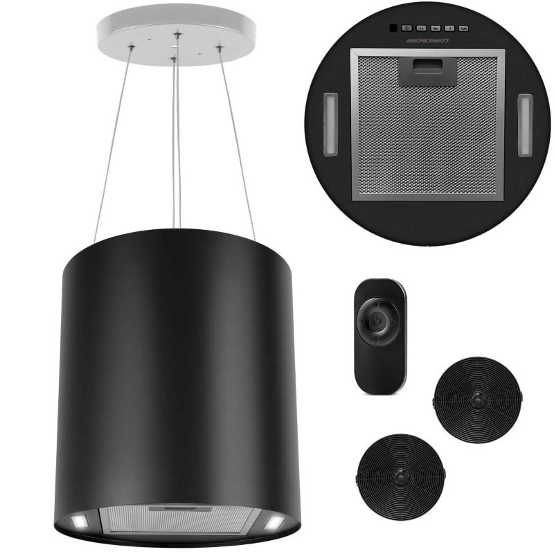 Okap kuchenny Berdsen BT-227 wyspowy wiszący 35 cm czarny 1szt.