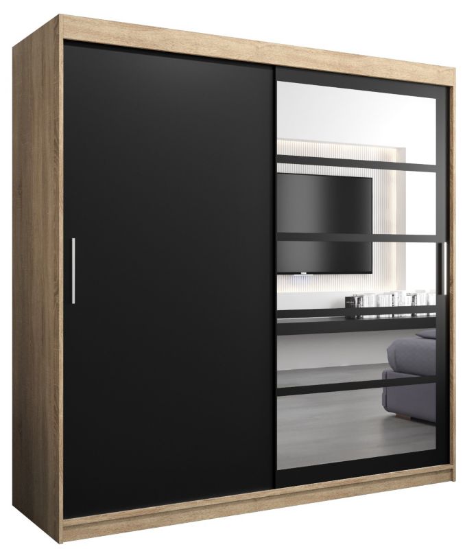 Szafa przesuwna Abiks ROMA 1 200 sonoma + czarny mat 1 szt.