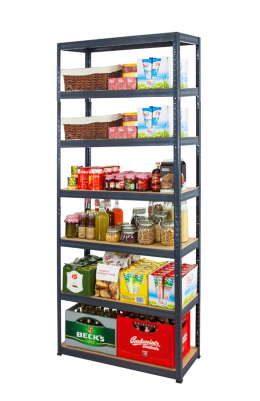 Regał metalowy MODO24 magazynowy grafit premium helios 270x90x60cm 7 półek po 275 kg 1 szt.