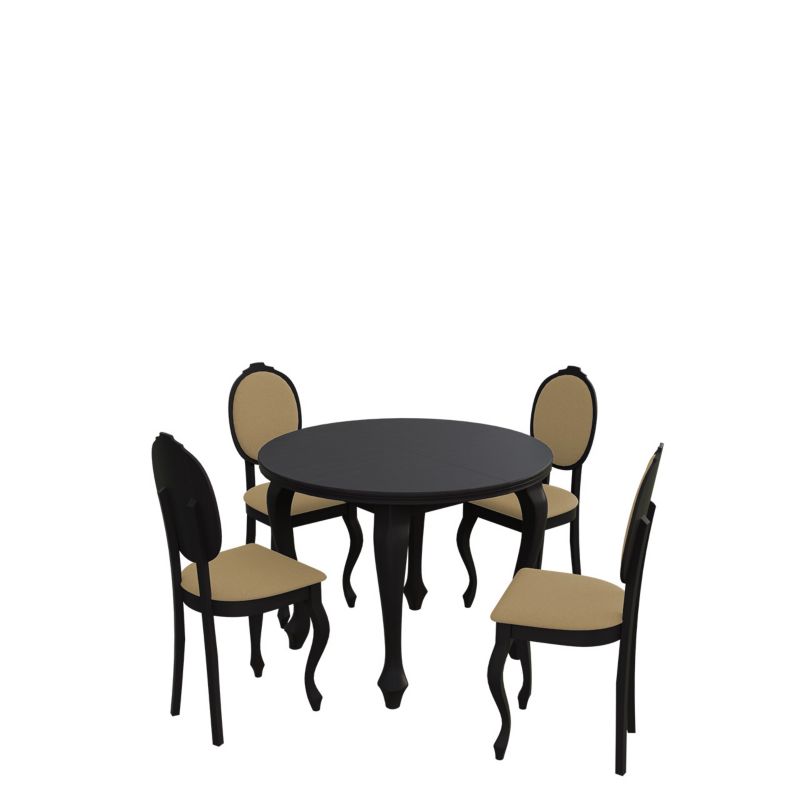 Zestaw RO05 MIRJAN 24 Okrągły stół rozkładany S04 100/140 + 4 krzesła K76 wenge + piaskowy 1 kpl.