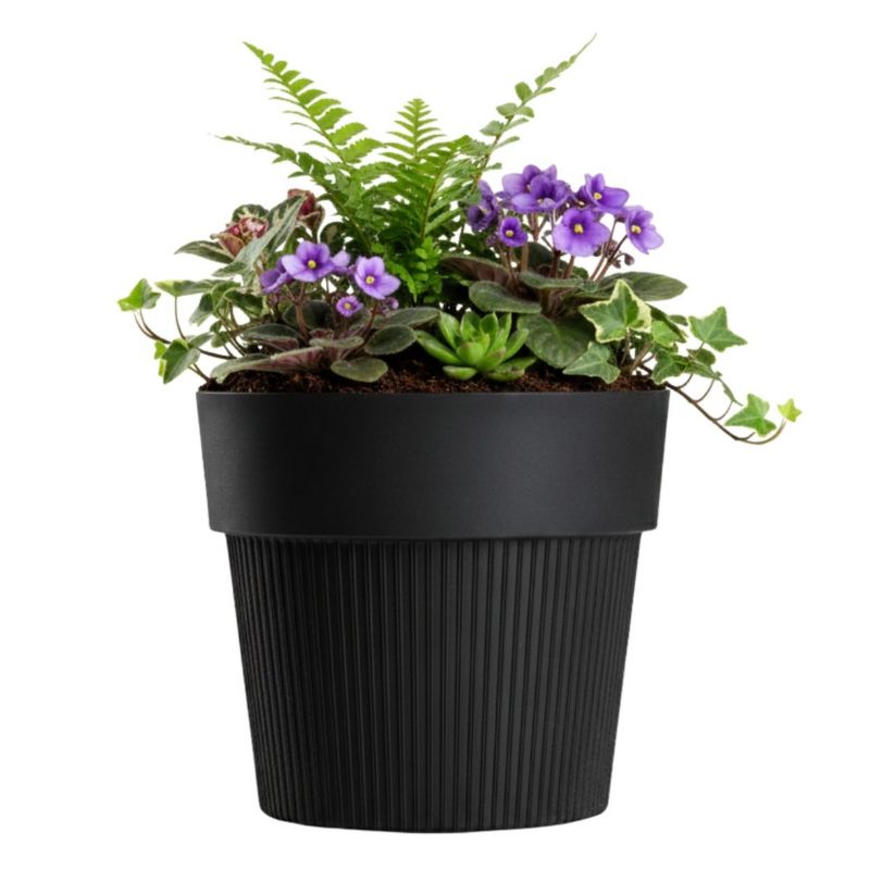 Donica plastikowa SILVA LINE HowHomely czarna okrągła do domu 16 cm 1 szt.