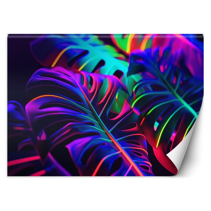 Fototapeta Feeby Liście monstery w neonowych barwach 200x140 1 szt