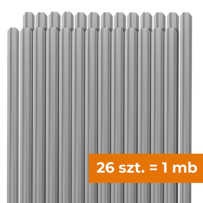 Zestaw lameli ogrodowych QUEST, osłona ogrodzeniowa 50-60 mm, odporne na UV, 120 cm, szary, 26 szt