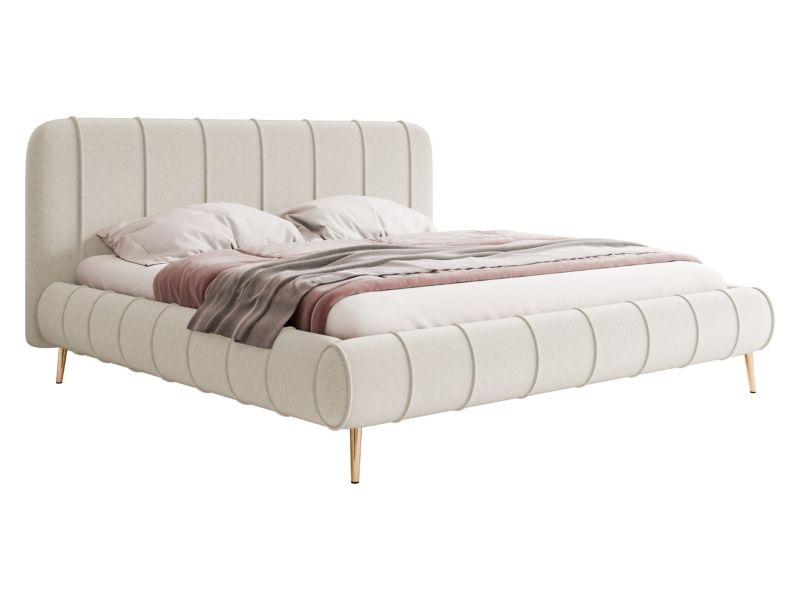 Łóżko tapicerowane MIRJAN 24 Slim XI 180x200 śmietankowy + złote nogi 1 szt.