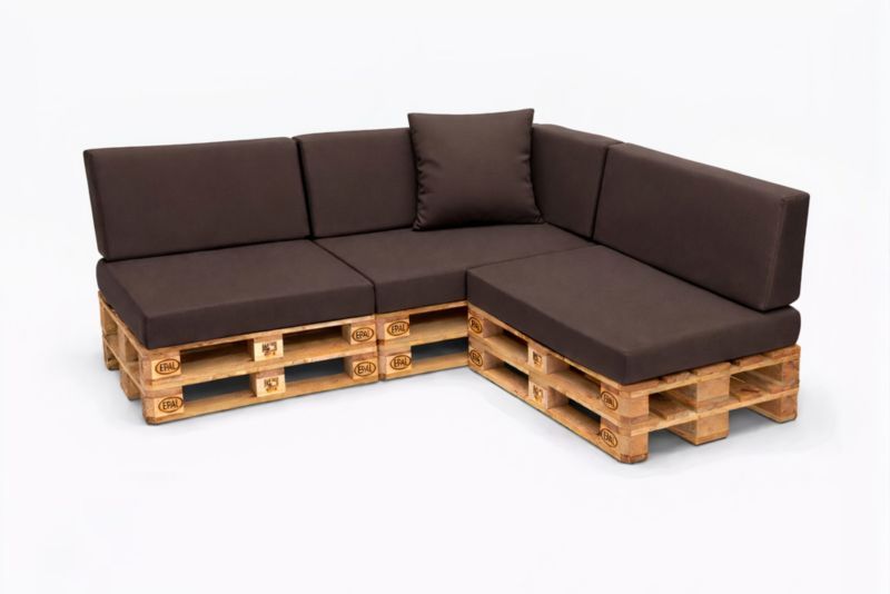 Komplet 8 sztuk poduszek ogrodowych na palety Setagrden 3x120x60cm /3x120x40cm+60x40cm,brązowe dwustronne poduszki ogrdowe, 1szt