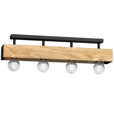 Lampa sufitowa wisząca Luminex Miluza 6355 jasne drewno-czarny mat 76 cm szerokości 4xE27 x 15W 1 szt.